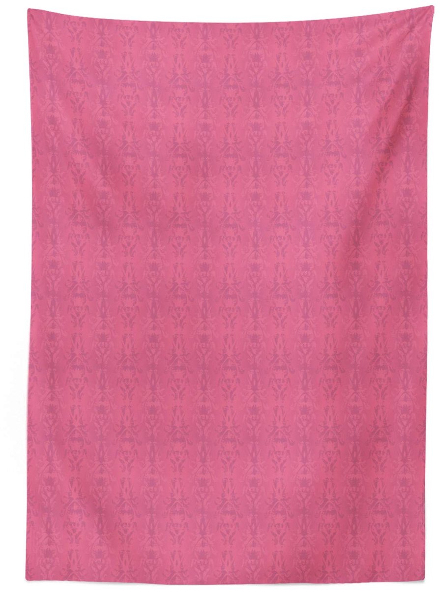 ABAKUHAUS Tafelkleed – Barokke Bloemen – 140 x 240 cm – Bleekroze Satijn