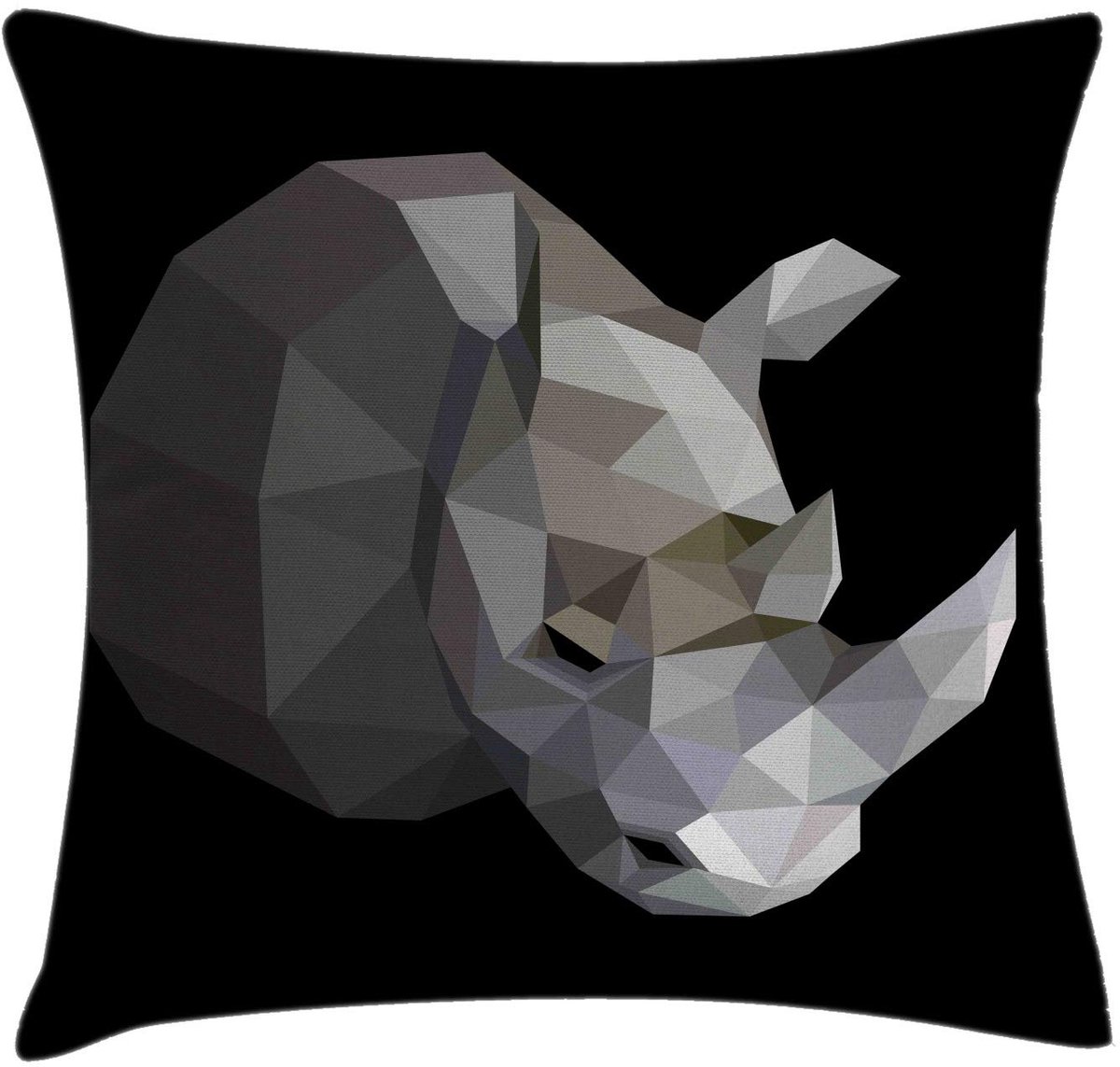 ABAKUHAUS Neushoorn-kussenhoes – dubbelzijdig bedrukt – 40 × 40 cm – grijs