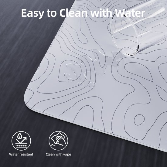 ATTACK SHARK CM05 Tempered Glass Gaming Mouse Pad - Glazen Muismat - Ultra-Smooth Surface - 9H Tempered Glass - 45*40CM - eSport Gaming Mousepad - White Contour Line