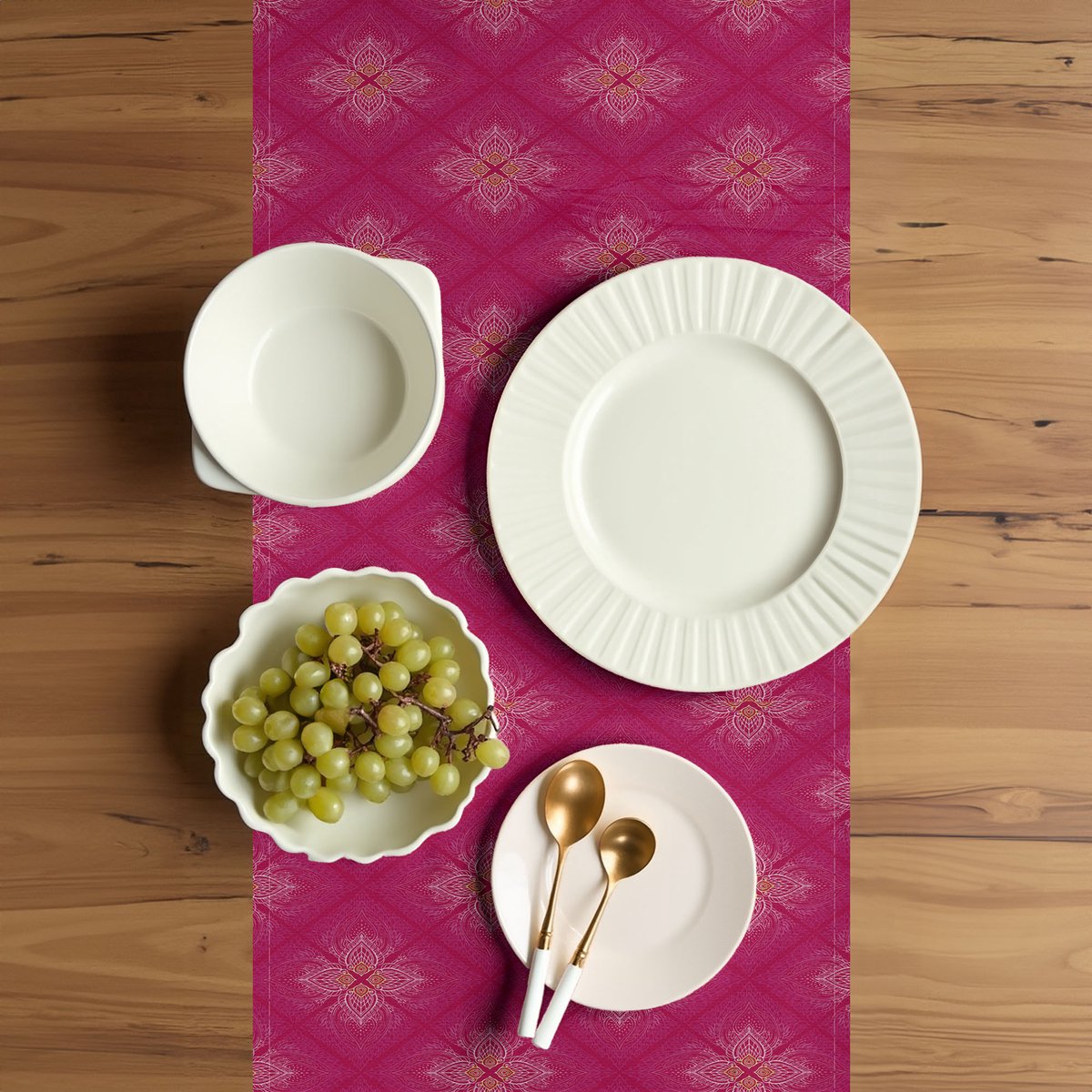 ABAKUHAUS Tafel loper – rechthoekige tafel loper 40×180 cm – roze magenta