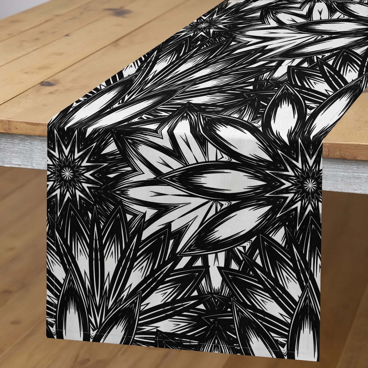 ABAKUHAUS tafelrok – 40×300 cm – zwart-wit – polyester