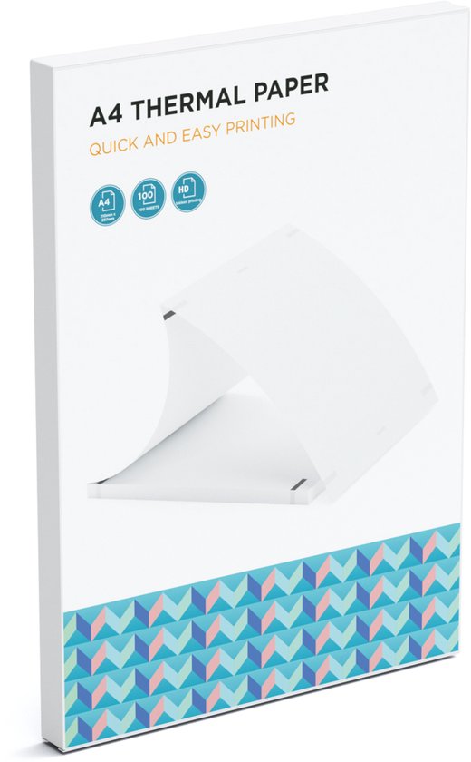 Thermisch A4 papier - 100 vellen - 210 x 297 mm - Mini printer - Pocket printer - Thermische A4 printer - Kantoor