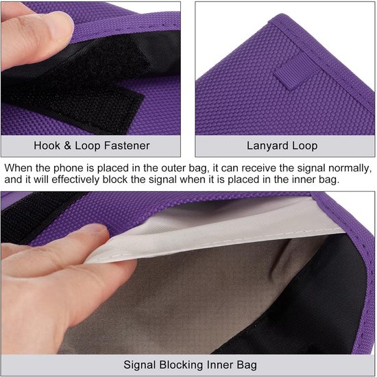 Sac De Blindage Anti-signal Pour Téléphone - Protection Vie Privée, Bloque GPS, Clés Voiture, 18.73x10.16 Cm