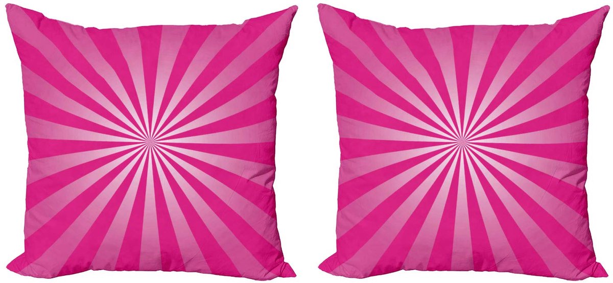 ABAKUHAUS Kussenhoes 2x40x40 – Retro fractale strepen, dubbelzijdig Roze