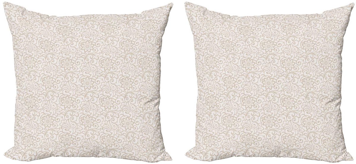 ABAKUHAUS Bloemen Kussenhoes Set – Dubbelzijdig bedrukt 40x40 cm, Tan Beige
