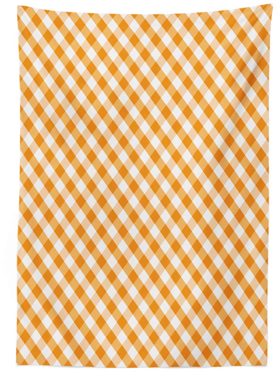 ABAKUHAUS Tafelkleed – Oranje/Wit Gingham – 140x240 cm – Satijnlook