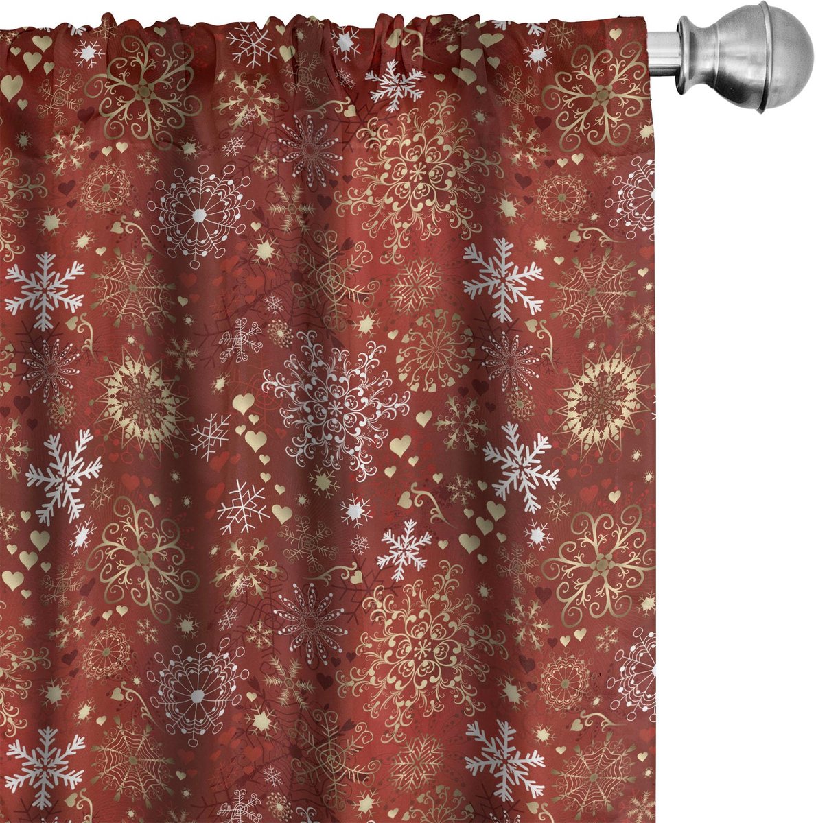 ABAKUHAUS Sneeuwvlokken Voorhangen – 2x75x225 cm – Microvezel Wit