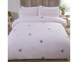 Roze Dekbedovertrek met Bijen en Hartjes