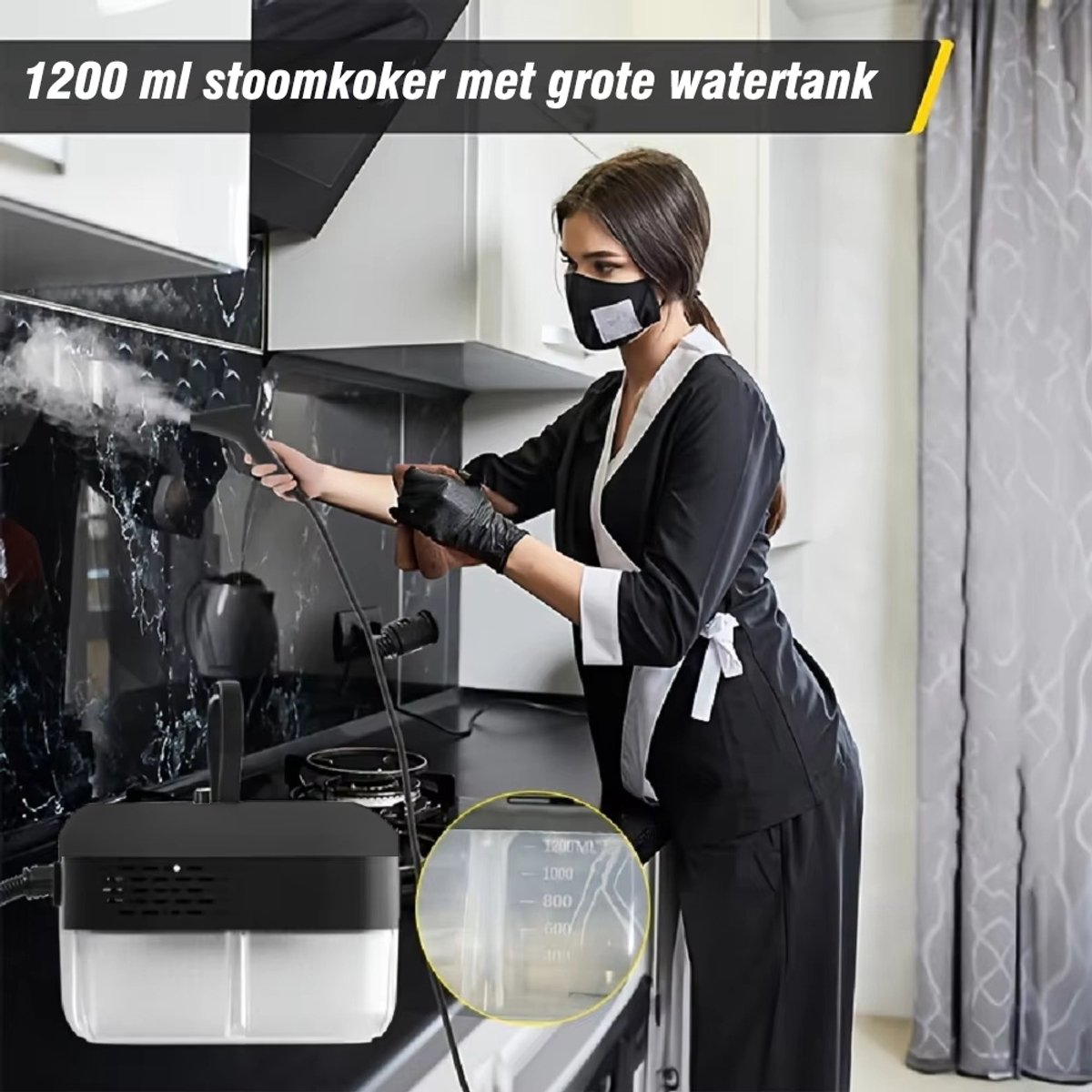 Stoomreiniger 100 °C - Stomer voor o.a. Keuken & Badkamer & BBQ & Ramen - Handstoomreiniger Schoonmaak - Stoomapparaat Reiniger - Handstomer - Steam Cleaner Stoom - Reinigingsmachine - Draagbare Vlekkenreiniger - Stoomapparaat Badkamer — cadeau in Cadeau-ideeën - foto 2