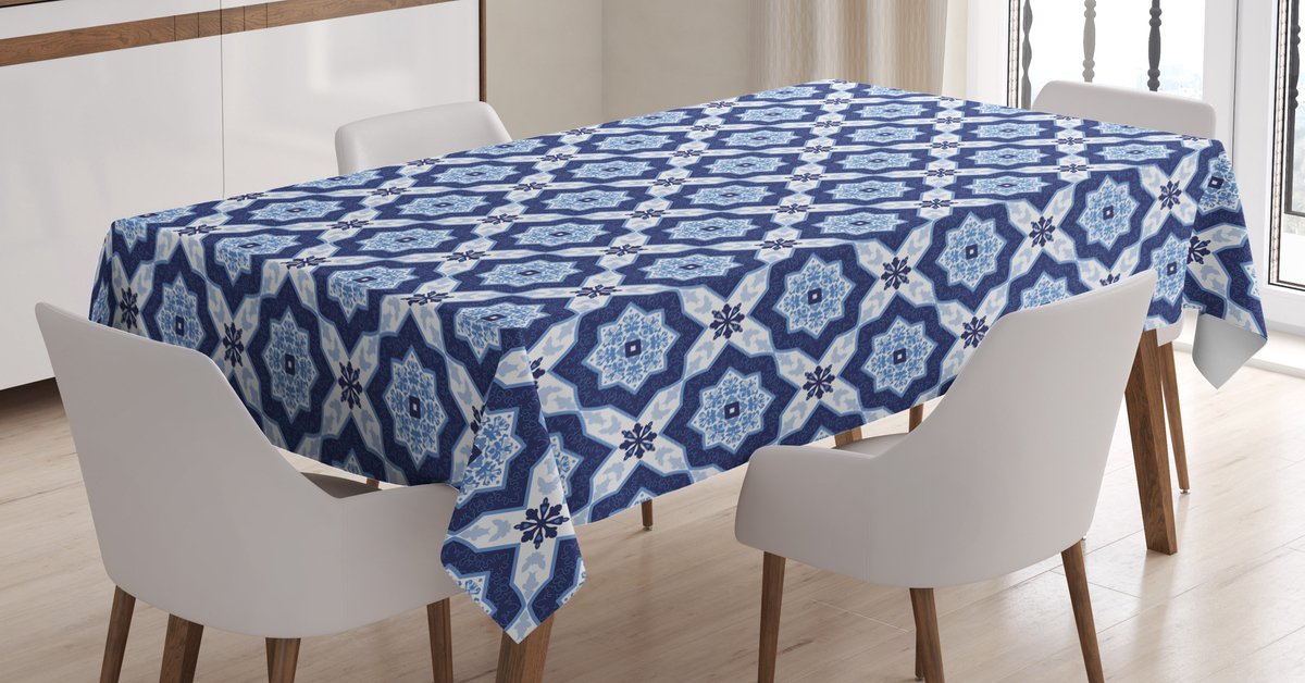 ABAKUHAUS Tafelkleed – Marokkaans ontwerp, Turquoise/Blauw, 140×240 cm