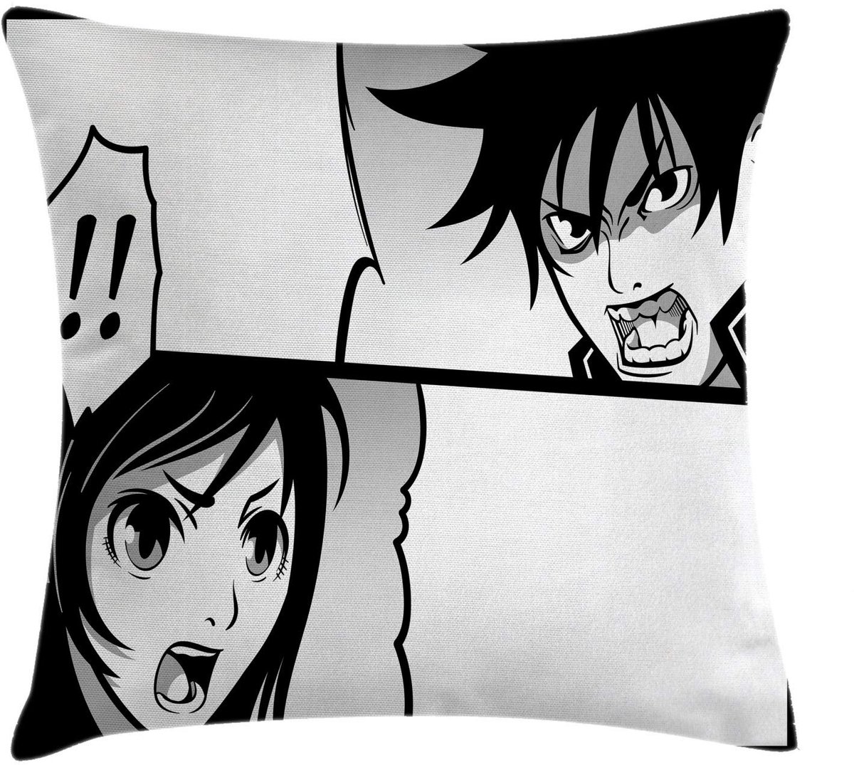 ABAKUHAUS Anime-kussenhoes – 45x45 cm – Dubbelzijdig – Veelkleurig Wit/Zwart/Groen
