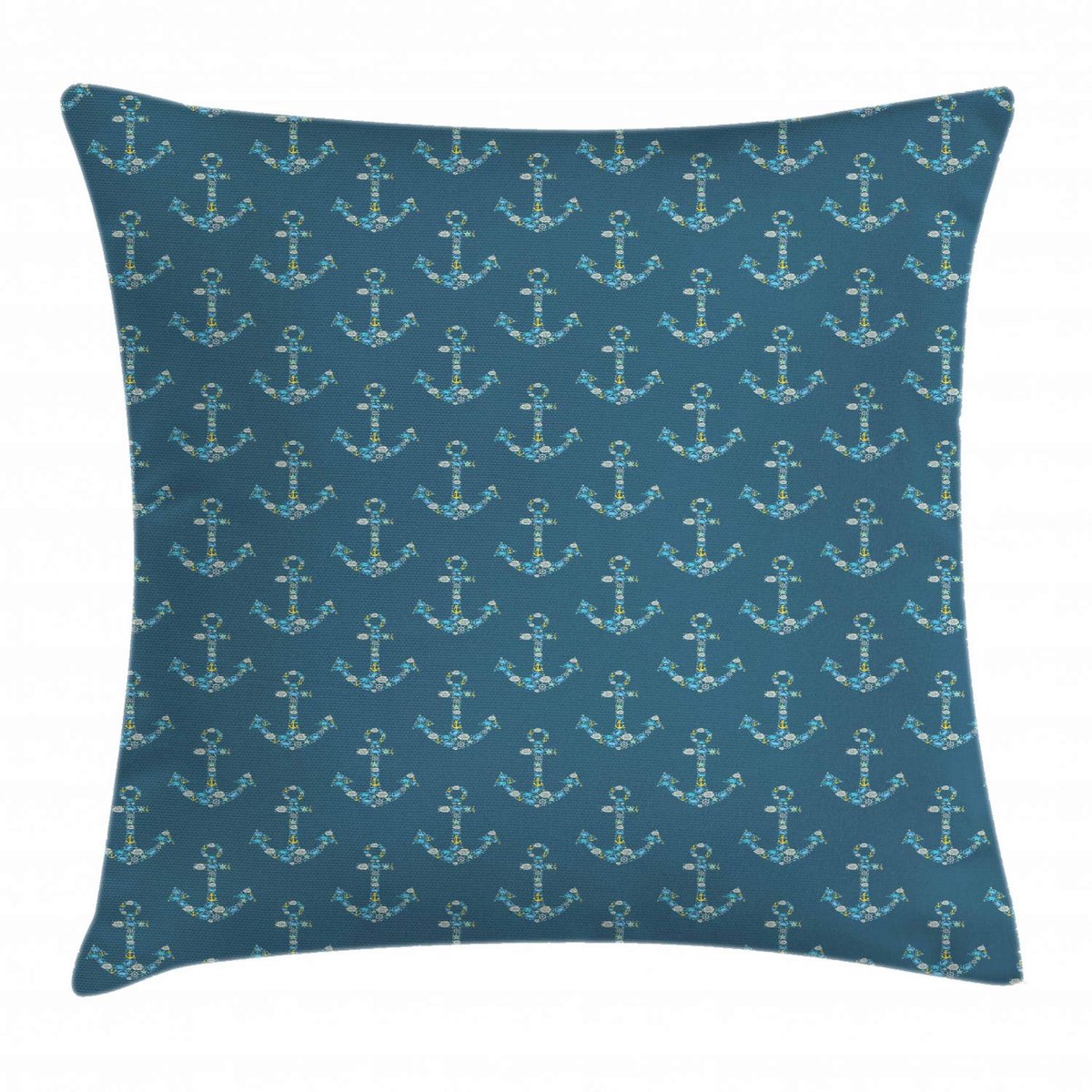 ABAKUHAUS Anker-kussenhoes – Dubbelzijdig bedrukt – 40x40 cm – petrolblauw/hemelsblauw