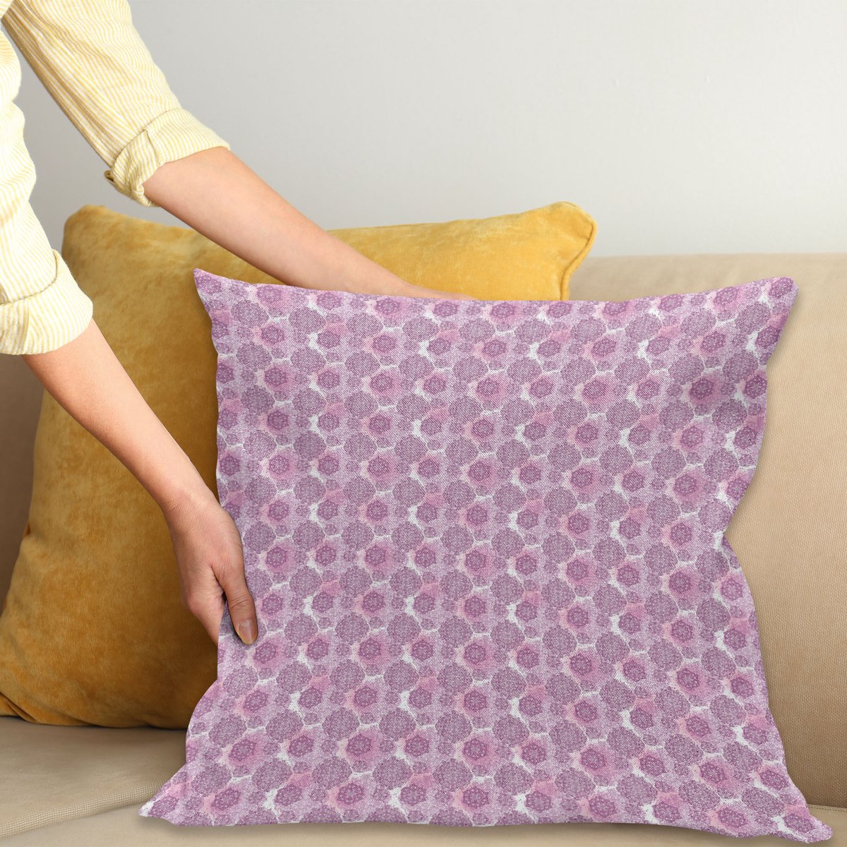ABAKUHAUS Mandala-kussenhoes – 45 x 45 cm – dubbelzijdig bedrukt Lichtroze