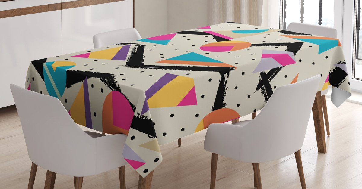 ABAKUHAUS Indie Tafelkleed – Memphis-stijl – 140x240 cm – veelkleurig – machinewasbaar