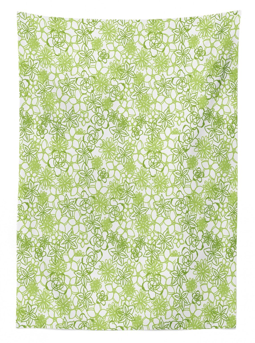 AbakuHaus tafelkleed – Aster Calendula-kunst – 140 x 170 cm – limegroen/wit