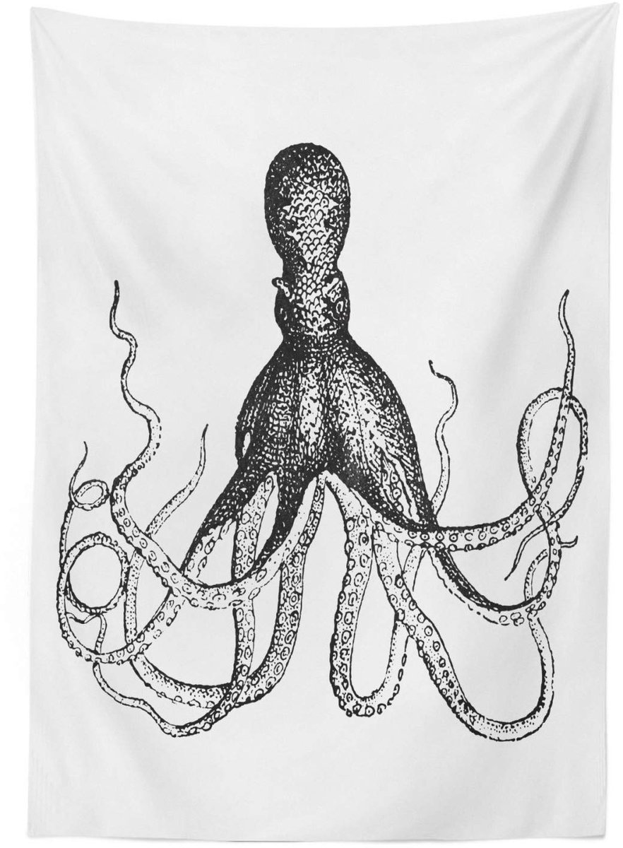 ABAKUHAUS Tafellaken 140x170 cm – Inktvisontwerp, Wit/Grijs