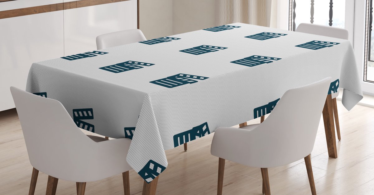 ABAKUHAUS Old Hollywood Tafelkleed – 140x240 cm – satijn – donker teal-wit