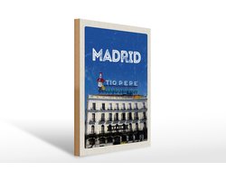 Holzschild Reise 30x40cm Madrid Tio Pepe Symbol