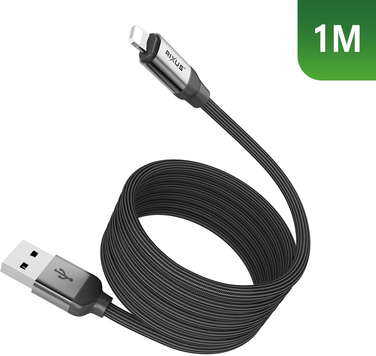 Rixus RXUC61AL Magnetic Charging Cord USB-A To Lightning 1m 10W Black
