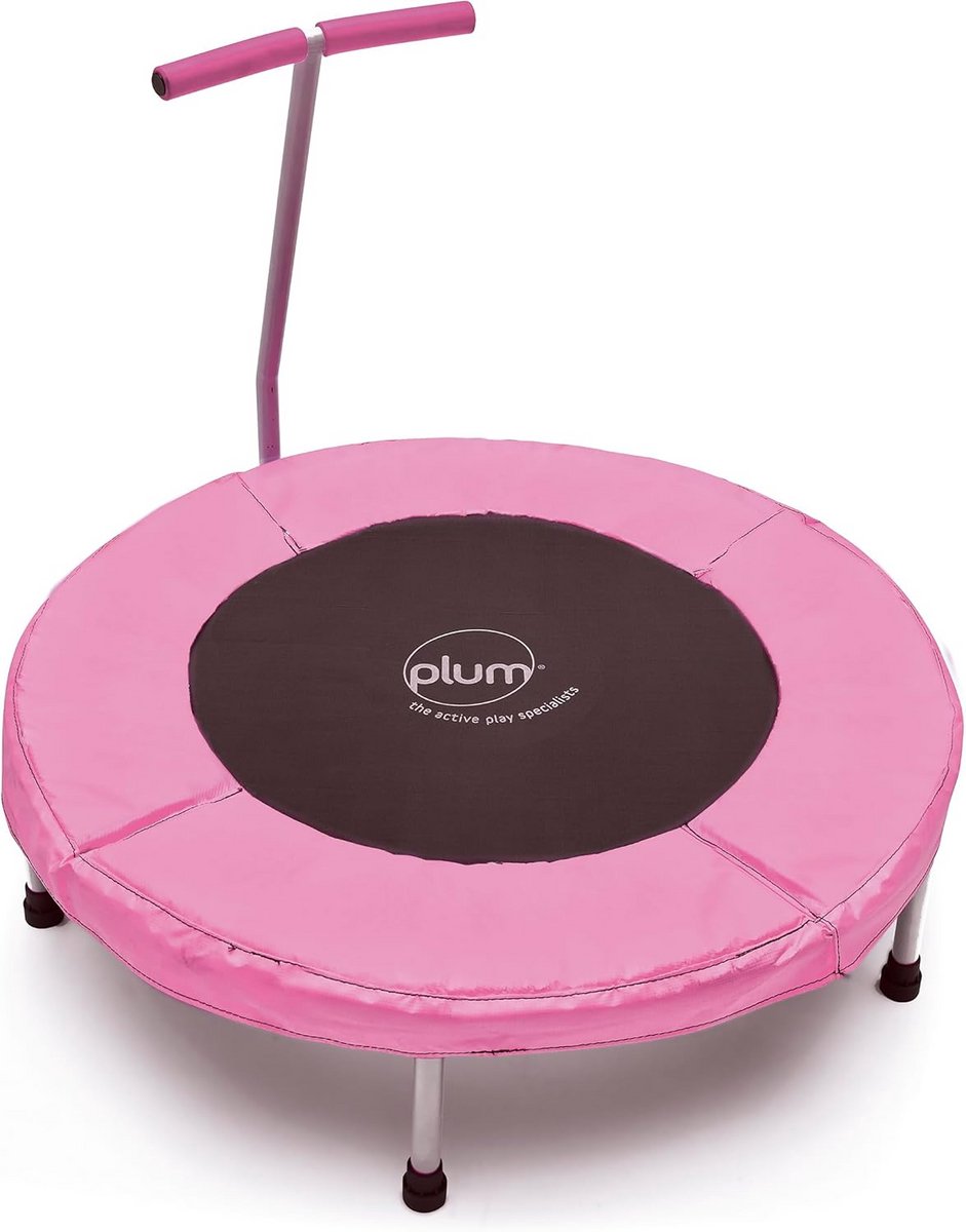 Kinder Trampoline met Balans Handvat en Zachte Veiligheids Pad voor Binnen en Buiten, Springloze Ontwerp voor Peuters