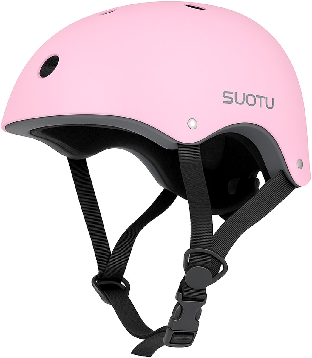 Suotu Kinderhelm - Verstelbare Fietshelm & Skatehelm - Voor Fietsen, Steppen, Skateboarden & BMX - Maat S - Roze