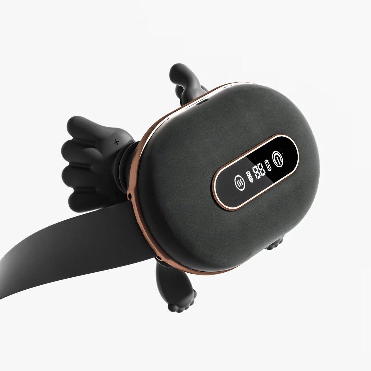 Draagbare nek- en rugmassager met vingers - LCD-schermmodel - Zwart