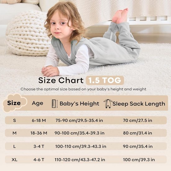 Slaapzak voor baby's met voeten, sokken 1,5 - 2,5 TOG, warme winterslaapzak van katoen — afbeelding 4