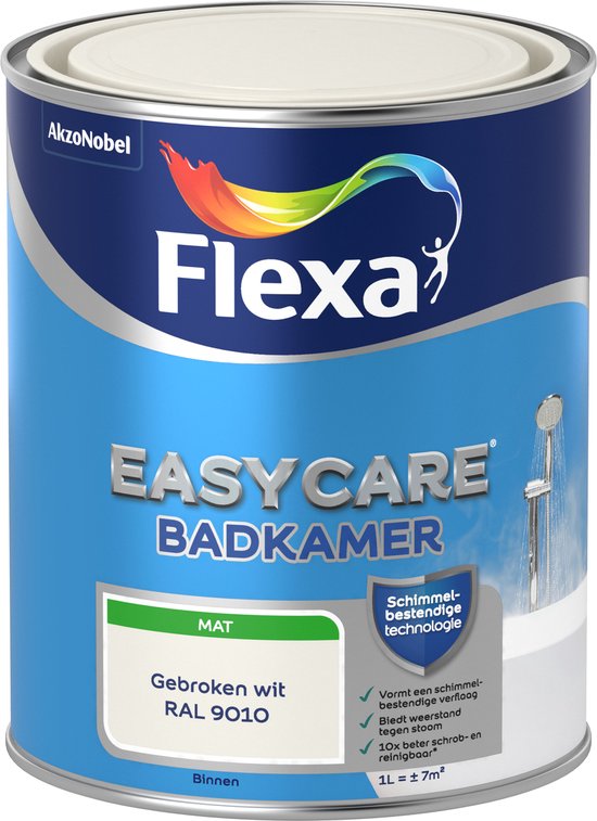 Flexa - Easycare Badkamer Muurverf - Gebroken wit / RAL 9010 - 1 L