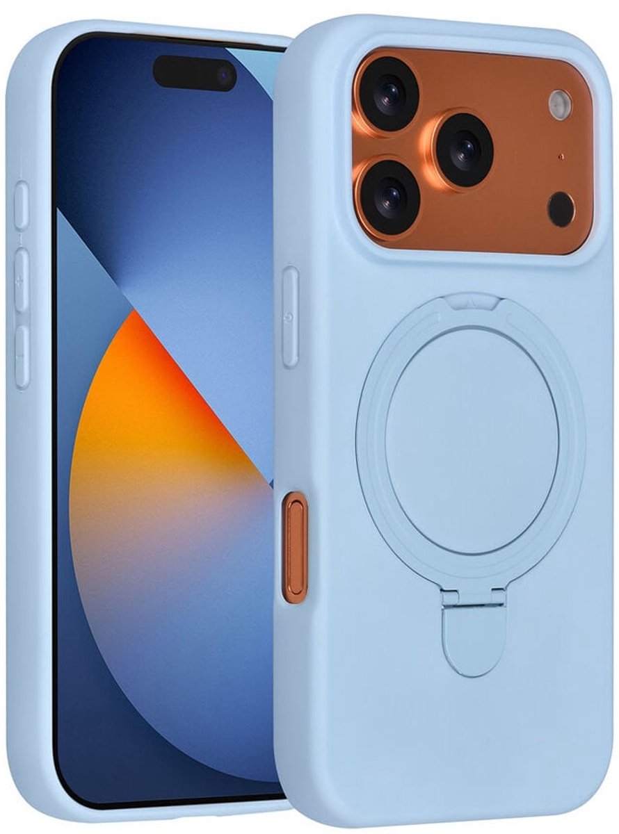 TUNIQ Back cover voor iPhone 17 Pro - MagSafe met Ring Stand - Baby Blauw