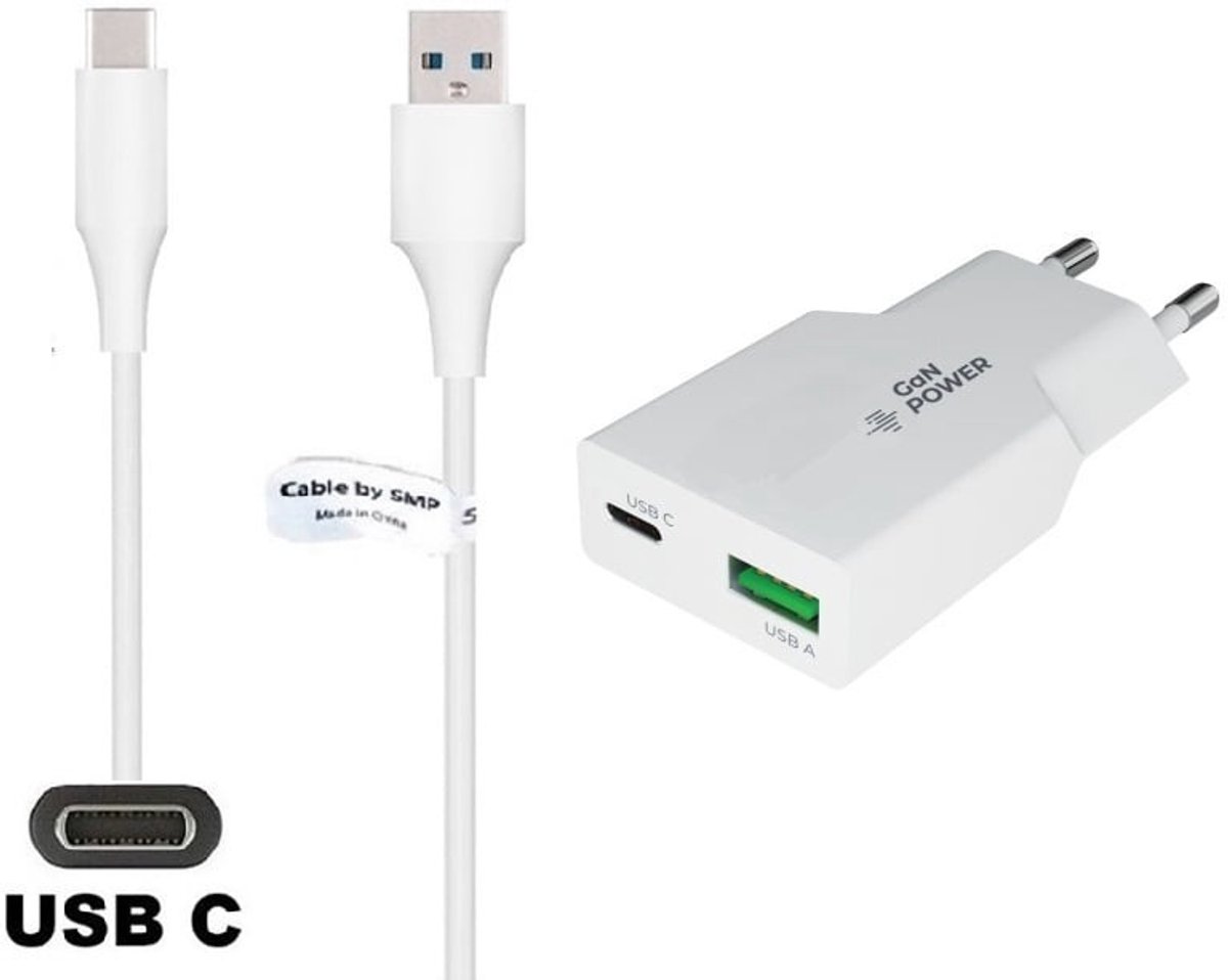 OneOne 36W snellader met 2 poorten + 0,2m sterke USB C kabel. PD PPS lader. GAN oplader adapter past op Sony Xperia 1, 1 II (2), 1 III (3), 1 IV (4), 1 V (5), 1 VI (6), 1 VII (7), Xperia 5, 5 II (2), 5 III (3) , 5 IV (4), 5 V (5)