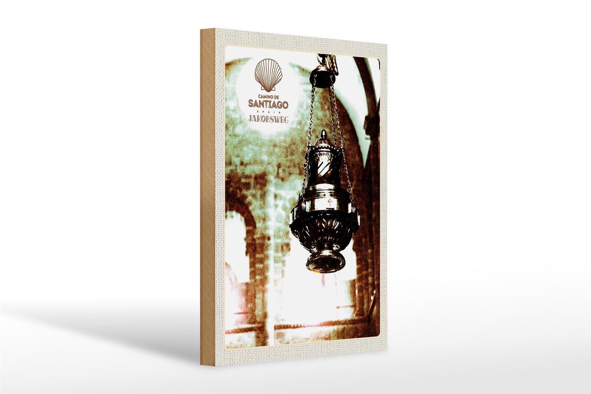 Holzschild Reise 20x30cm Spanien Laterne Camino De Santiago