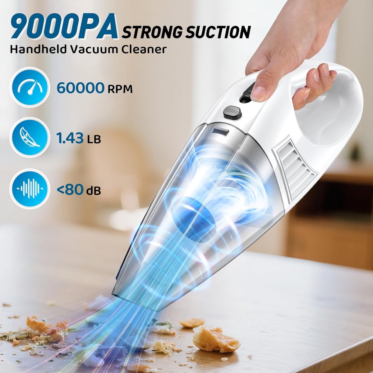 Stofzuiger Draadloze Handstofzuiger met Extreme Zuigkracht - afbeelding 3