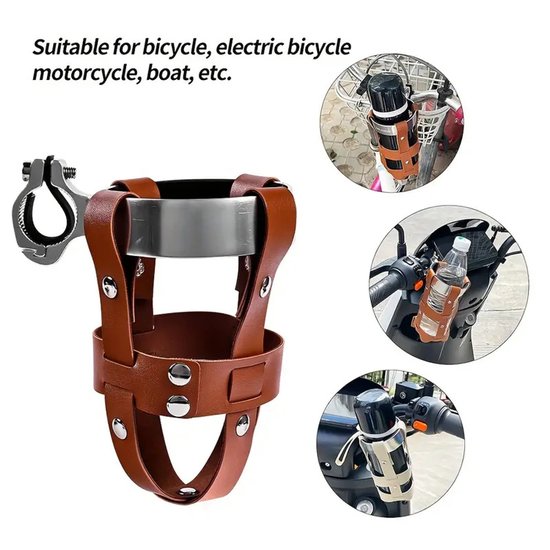 Fietsfleshouder van buitenleer - Theefles-/drankfleshouder voor elektrische fietsen - Instelbare universele bekerhouder - Zwart — afbeelding 4