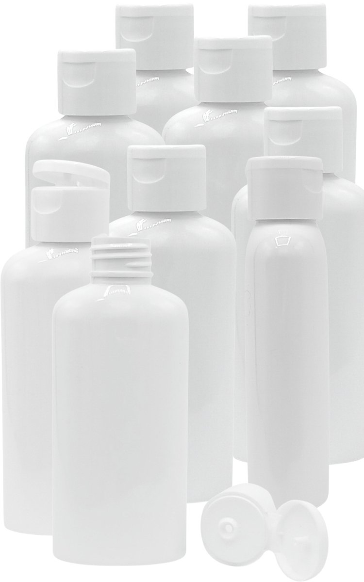 Flessen 100ml met Klepdop 50 stuks - Navulbaar - Lege plastic flessen - Lege Flesjes