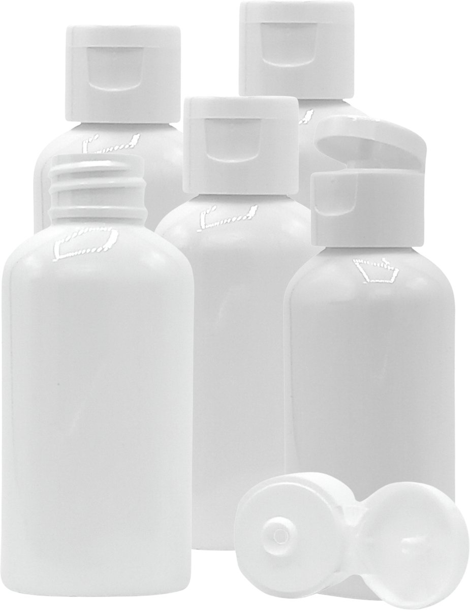 Flessen 50ml met Klepdop 10 stuks - Navulbaar - Lege plastic flessen - Lege Flesjes - Reisflesjes