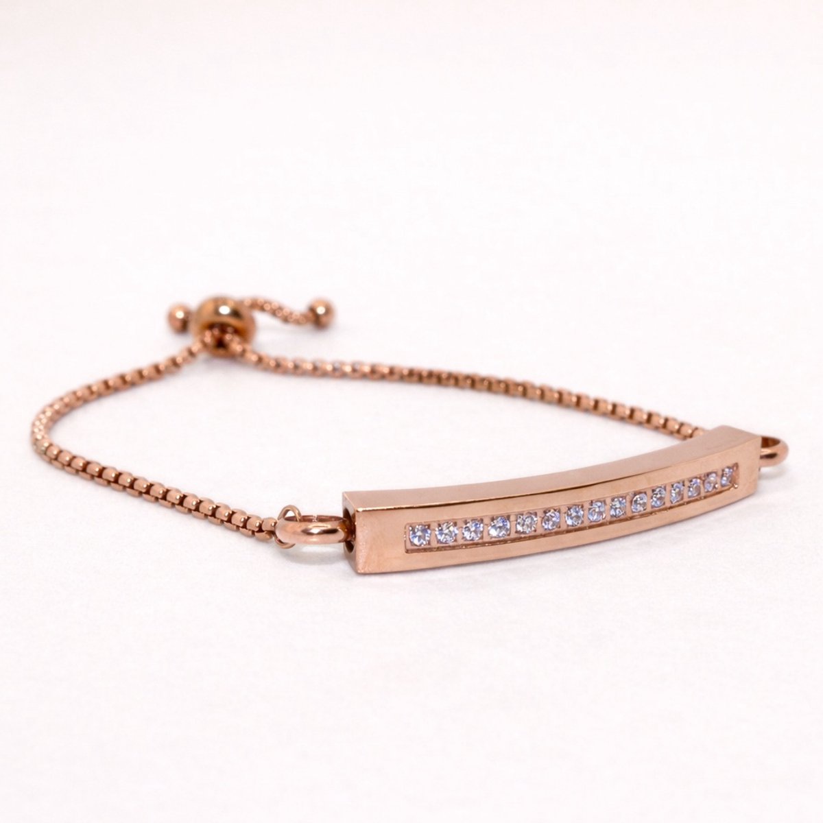 Assieraad - Asarmband met vulsetje - Mini urn - Zirkonia armband - Rosékleurig