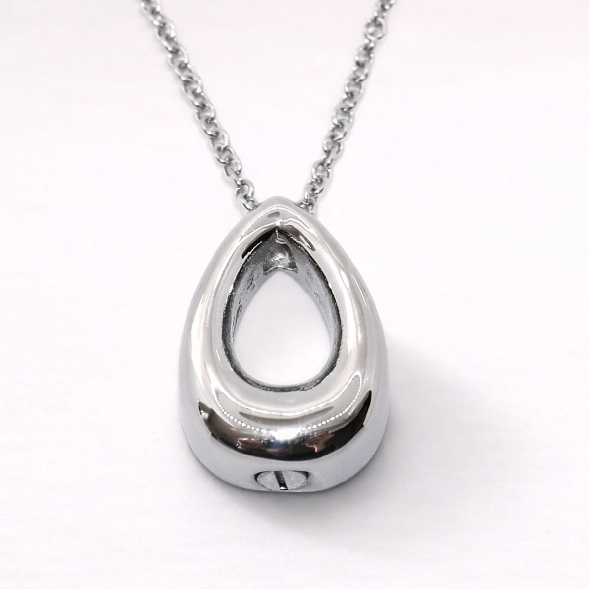 Assieraad - Ashanger met ketting en vulsetje - Mini urn - Open druppel - Traan - Zilverkleurig