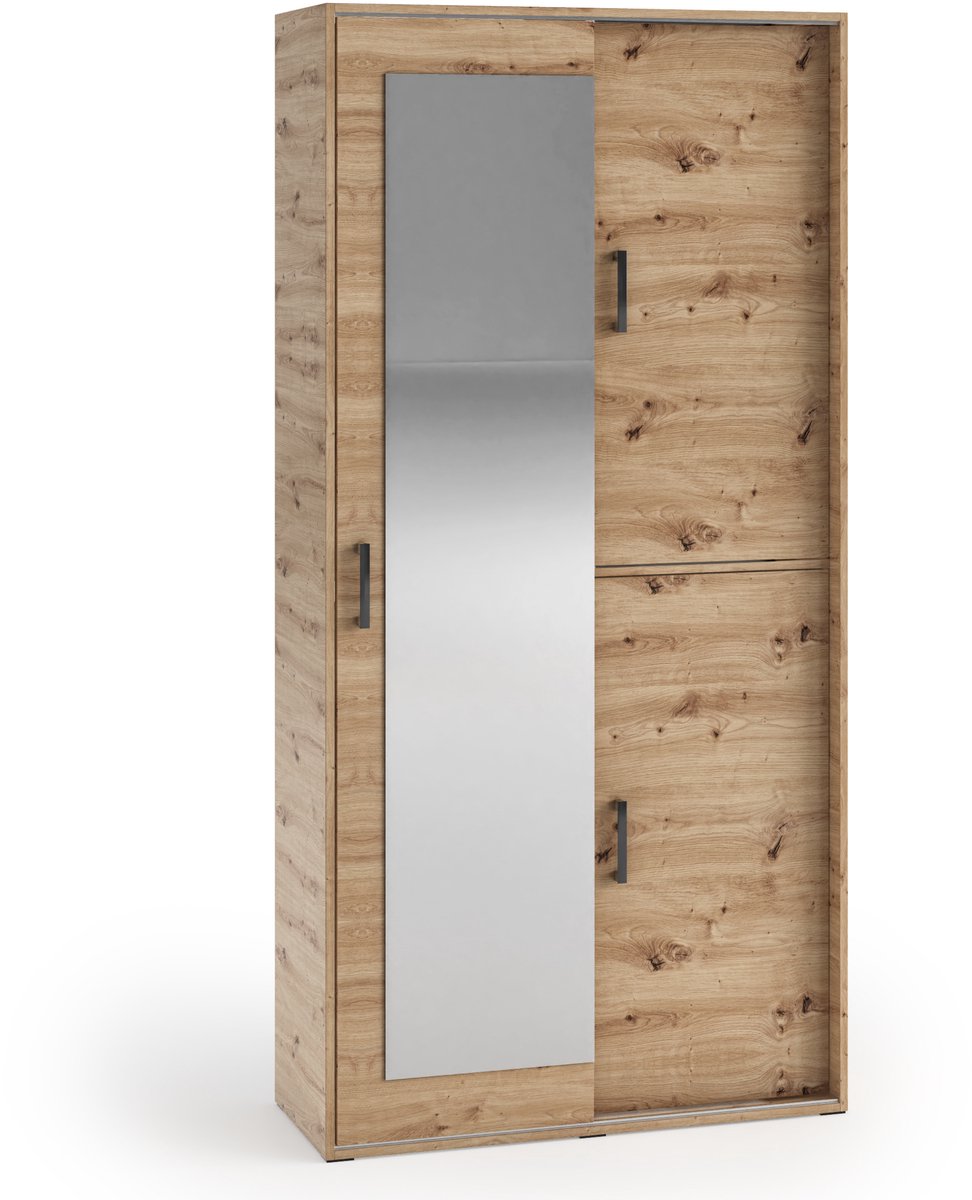 Kledingkast Vanessa II Garderobekast Spiegel Slaapkamer Jeugdkamer 100 cm (eiken artisan)