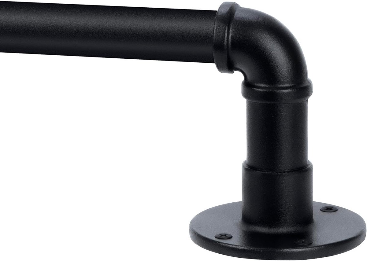 Gordijnroede - Raamroede - Zware gordijnen ophangen - Industriële rustieke stijl - Verstelbaar 76-300 cm - Zwart