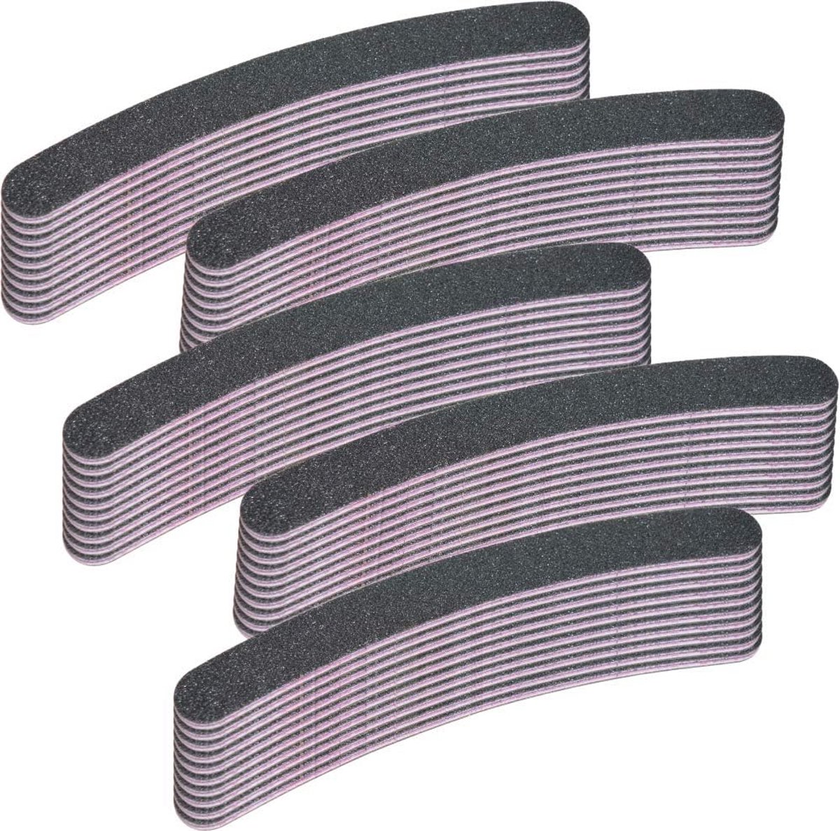 50 Stuks Professionele Gebogen Nagelvijlen 100/180 Grit voor Basis en Afwerking