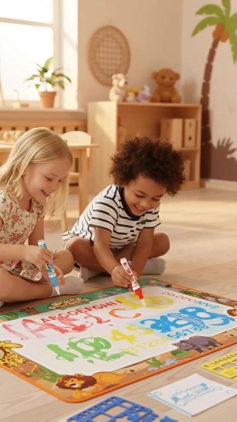 Water tekenmat Dino - Kleuren met water - Water Tekenmat met Accessoires - Met 2 Waterpennen - Speelgoed 2 Jaar - Speelgoed 3 Jaar - Montessori Speelgoed - Educatief Speelgoed - Jongens Speelgoed - Meisjes Speelgoed - Kinderspeelgoed