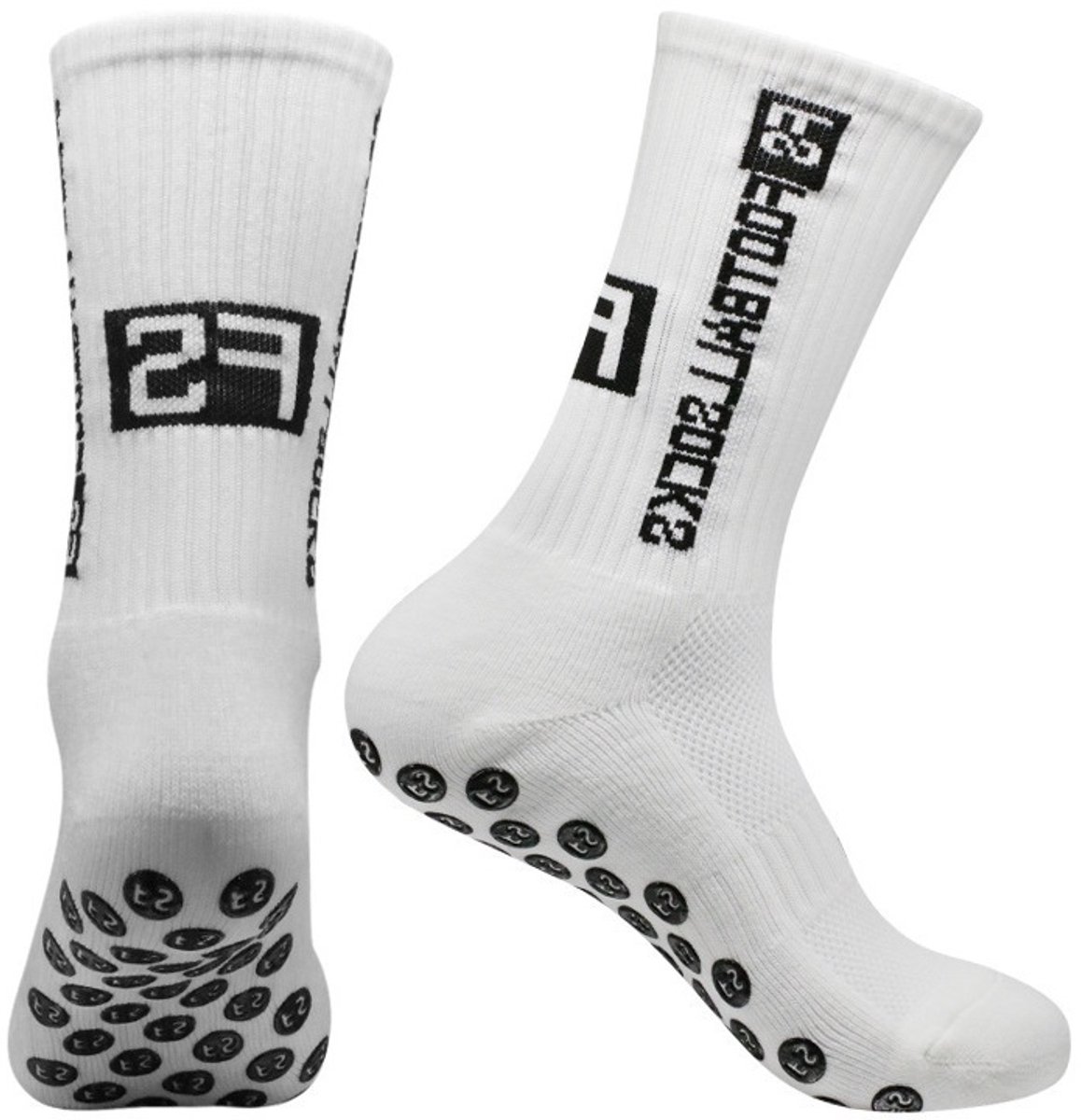 2x Gripsokken - Anti slip sokken - Sportsokken - Voetbalsokken - Extra grip - One size - Training en wedstrijd - Wit - 2 paar - Jonyx