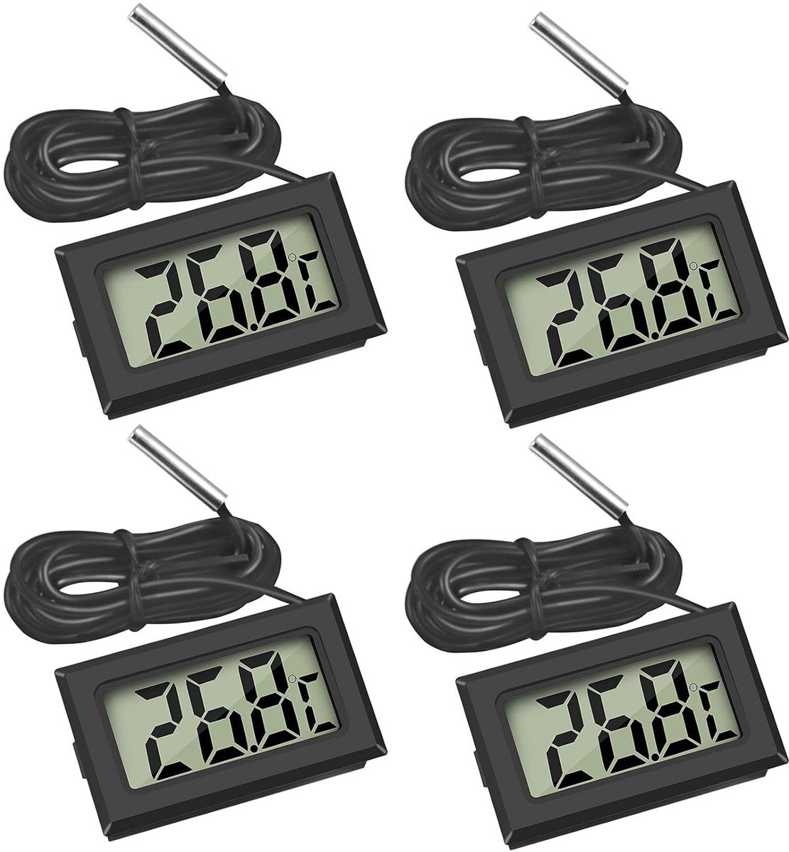 Digitale lcd-thermometer, temperatuurmonitor met externe sensor, voor koelkast, vriezer, aquarium