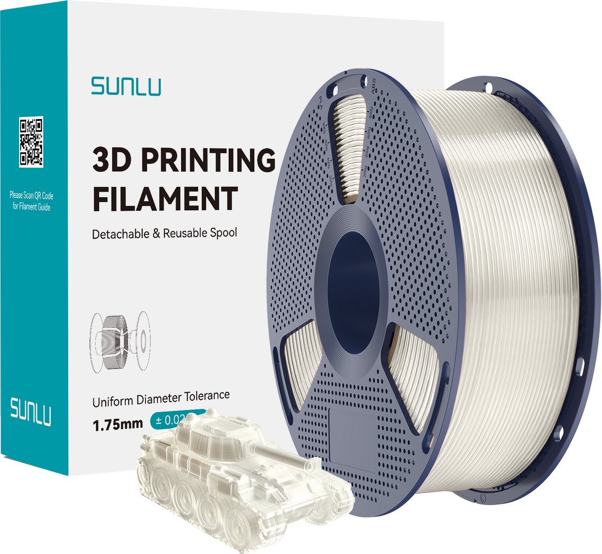 SUNLU PLA+ Transparant 1 kg - 1.75mm - 3D printer filament