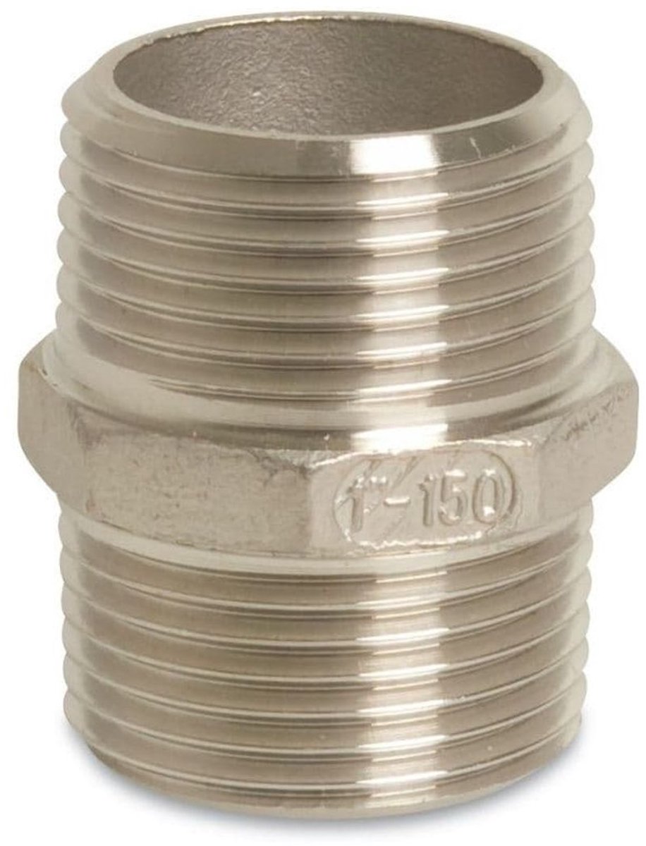 Draadfitting RVS Dubbele Nippel 1 1/4" AG