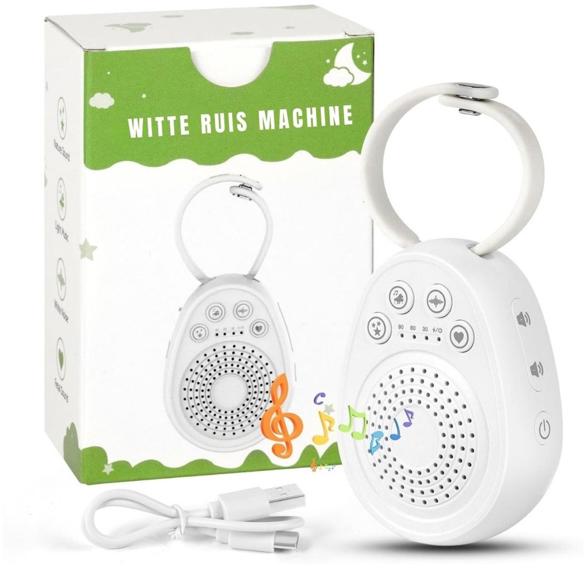 RWB® Witte Ruis Machine - White Noice Machine - White Noice - 20 Geluiden - 3 Timefuncties