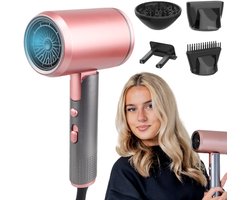 Beyeza Föhn met diffuser - Krullen - Haardroger met Borstel - 2400W - Haarfohn - Roterende Fohn Kop - Fohnborstel - Multistyler - Coolshot