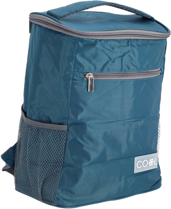 Strand/camping koeltas - Rugtas/rugzak model - 23 x 15 x 36 cm - 2 vakken - blauw van Merkloos — afbeelding 3