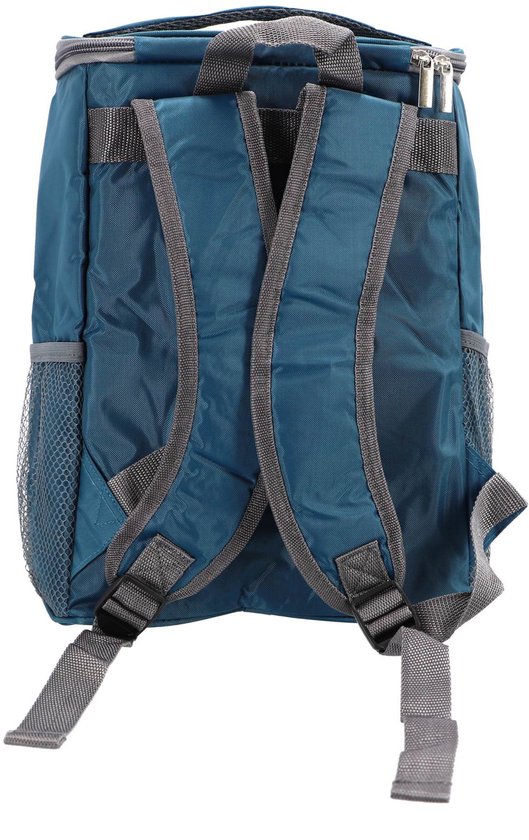 Strand/camping koeltas - Rugtas/rugzak model - 23 x 15 x 36 cm - 2 vakken - blauw van Merkloos — afbeelding 2