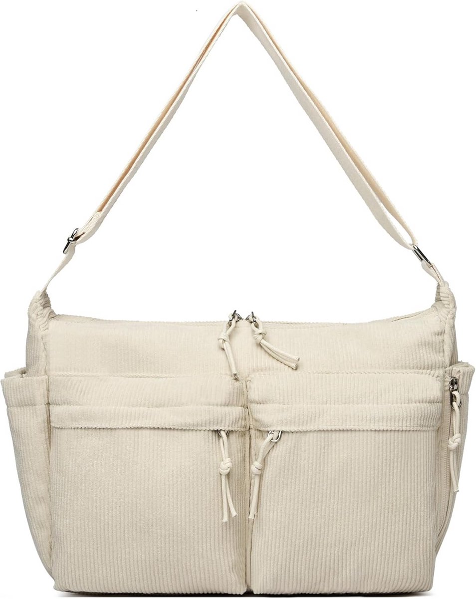 Dames Schoudertas Suède Look Grote Handtas Crossbody Tas met Veel Vakken